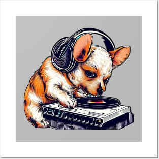 Music cute dog | Black, orange, and yellow Posters and Art
